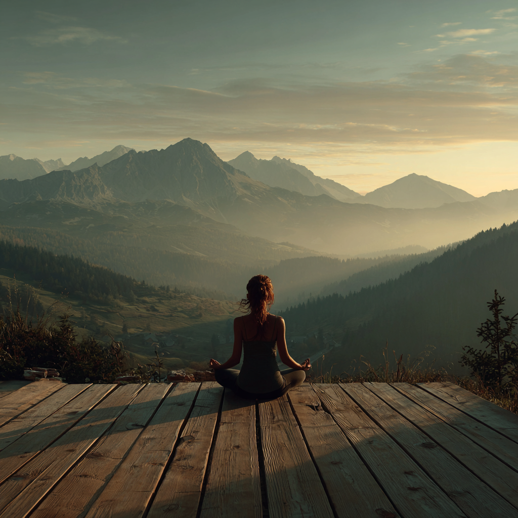 Жінка медитує на природі